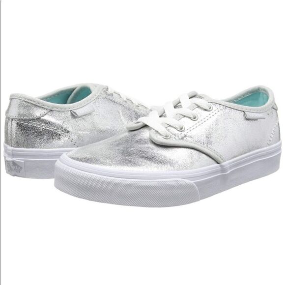 Vans Camden Metallic Silver White retro style Sneakers - Picture 1 of 7